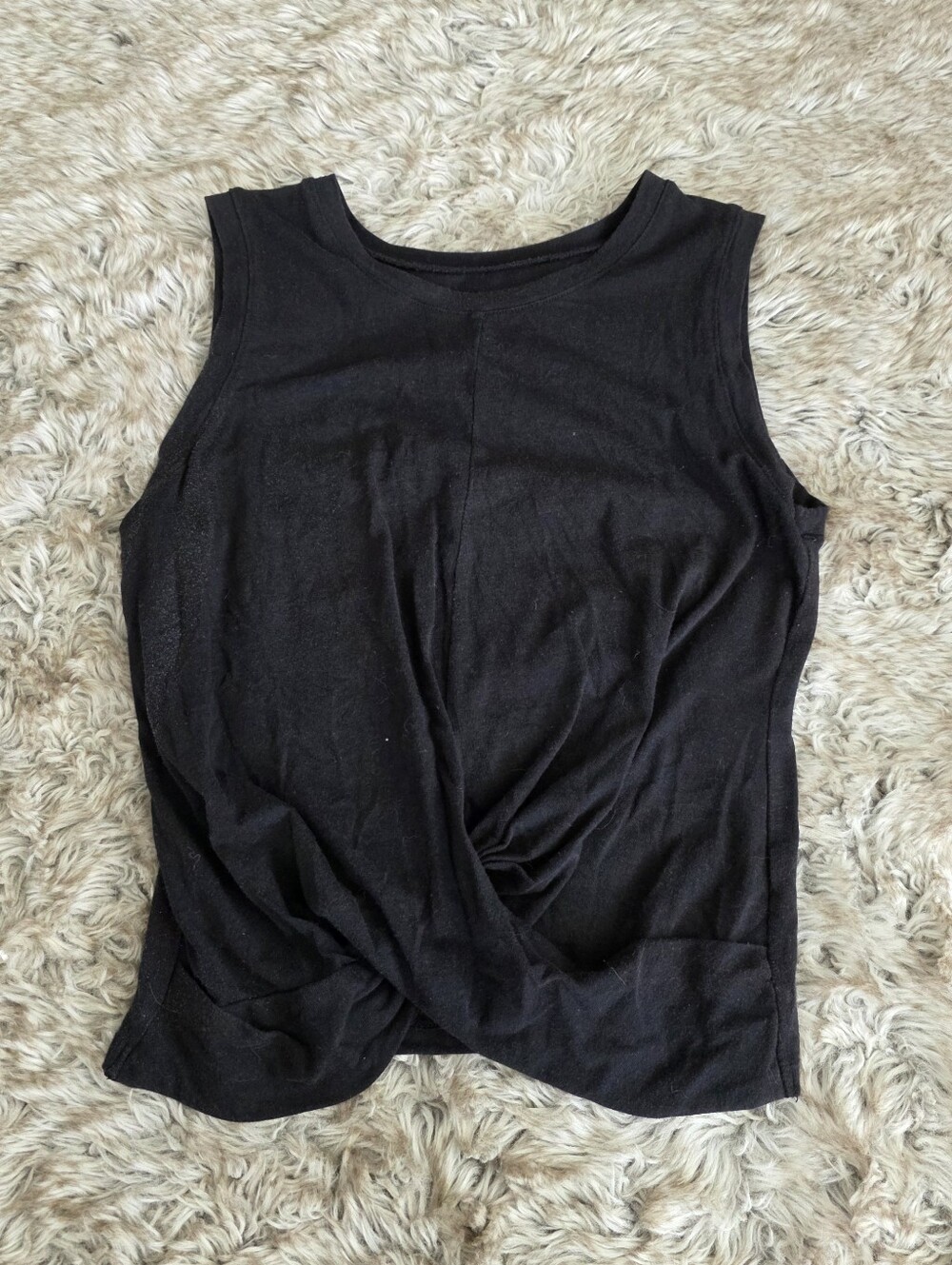 SO Black Twist-Front Sleeveless Tank Top Cotton Blend Women's Size Small